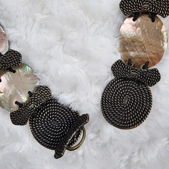 Seashell and Pewter Elastic Fashion Belt - Picture 8 of 11